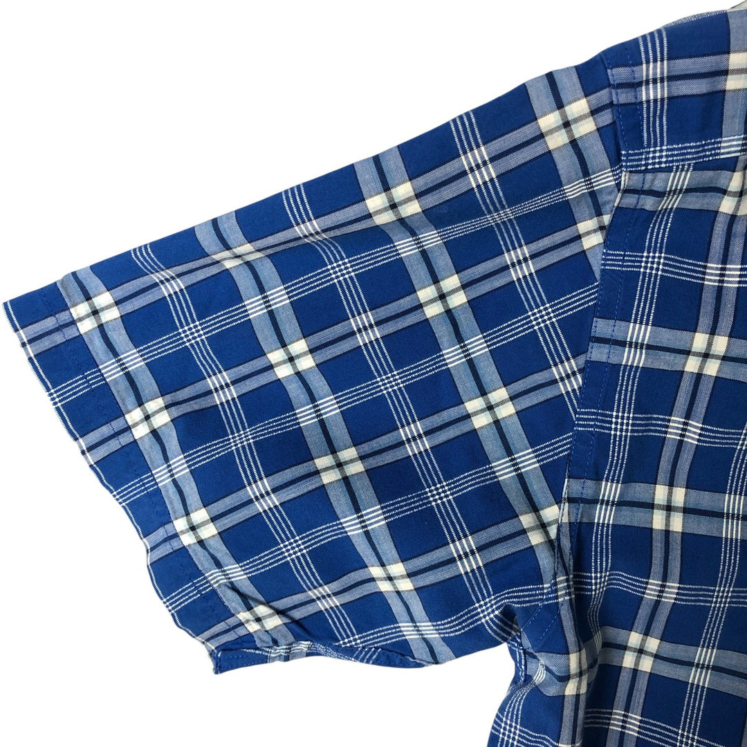 Eddie Bauer Corded Chambray Short Sleeve Cotton Check Shirt, Men's Size Medium cotton blue type Vintage Second Hand