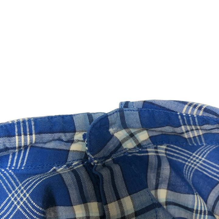Eddie Bauer Corded Chambray Short Sleeve Cotton Check Shirt, Men's Size Medium cotton blue type Vintage Second Hand