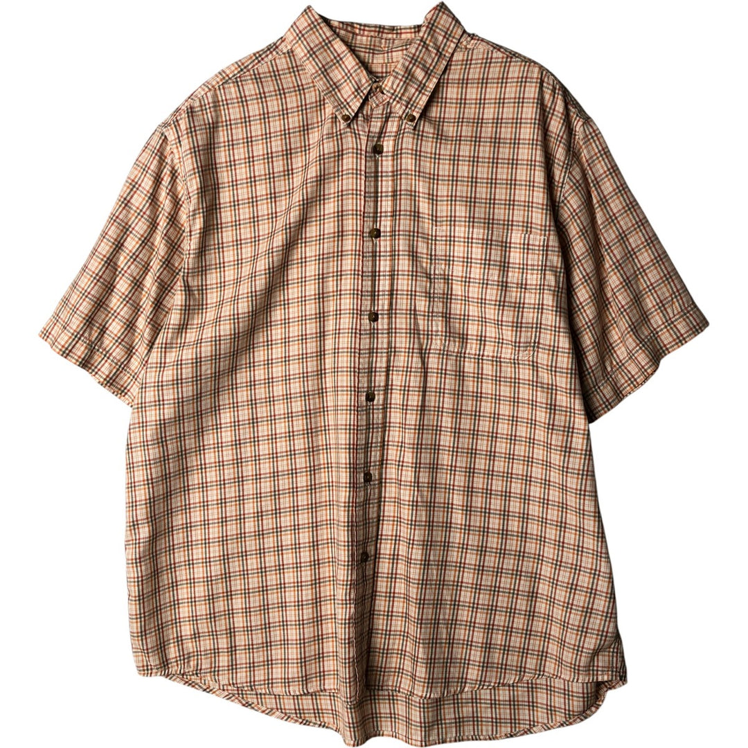 2000'S Eddie Bauer Relaxed Fit Short Sleeve Button-Down Check Shirt, Men's Size XL cotton white type Vintage Second Hand