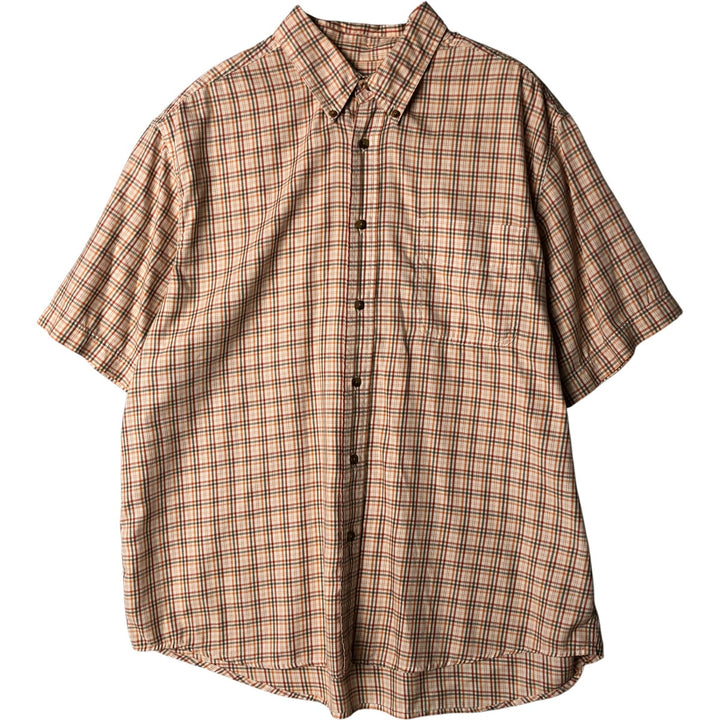 2000'S Eddie Bauer Relaxed Fit Short Sleeve Button-Down Check Shirt, Men's Size XL cotton white type Vintage Second Hand