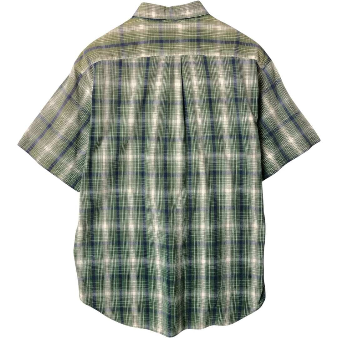 Vintage 1990'S Tommy Hilfiger short-sleeved button-down checked shirt, made in Spain, size L, men's cotton green type Vintage Second Hand