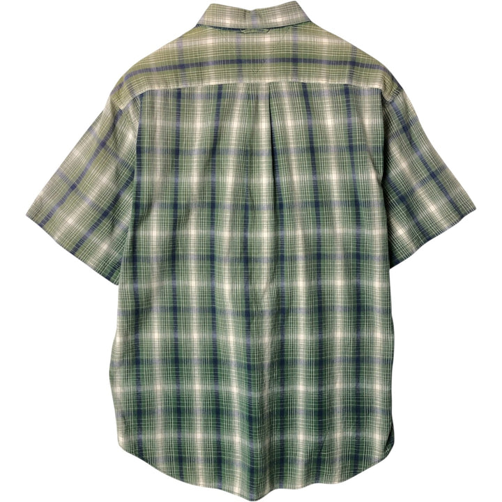 Vintage 1990'S Tommy Hilfiger short-sleeved button-down checked shirt, made in Spain, size L, men's cotton green type Vintage Second Hand