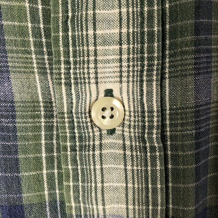 Vintage 1990'S Tommy Hilfiger short-sleeved button-down checked shirt, made in Spain, size L, men's cotton green type Vintage Second Hand