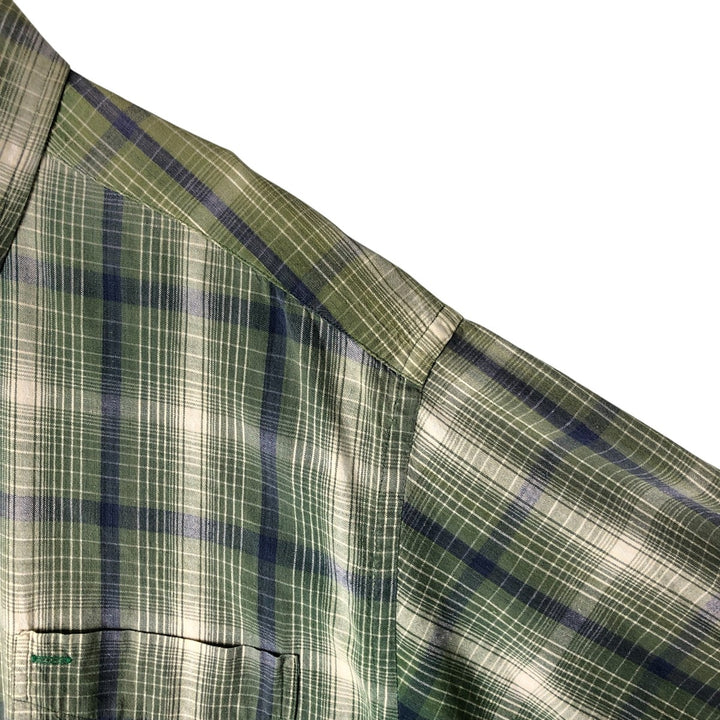 Vintage 1990'S Tommy Hilfiger short-sleeved button-down checked shirt, made in Spain, size L, men's cotton green type Vintage Second Hand