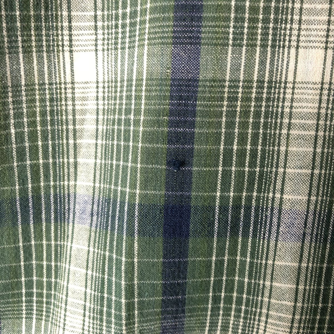 Vintage 1990'S Tommy Hilfiger short-sleeved button-down checked shirt, made in Spain, size L, men's cotton green type Vintage Second Hand