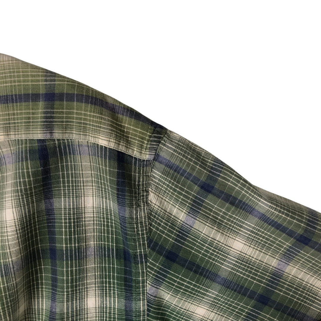 Vintage 1990'S Tommy Hilfiger short-sleeved button-down checked shirt, made in Spain, size L, men's cotton green type Vintage Second Hand