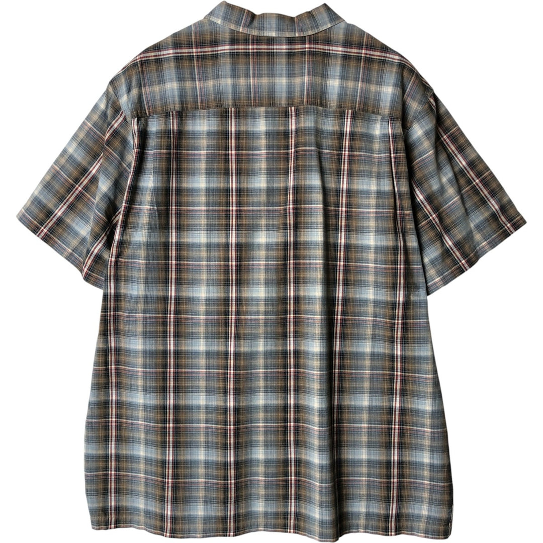 Columbia Ombre Check Short Sleeve Check Shirt, Box Shirt, Men's XL cotton navy blue type Vintage Second Hand