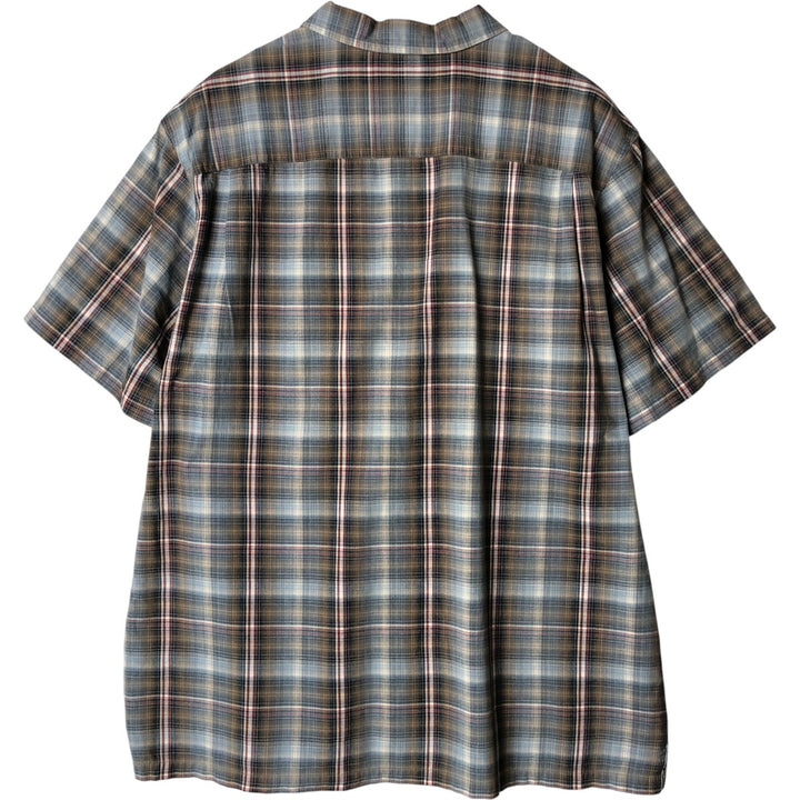 Columbia Ombre Check Short Sleeve Check Shirt, Box Shirt, Men's XL cotton navy blue type Vintage Second Hand