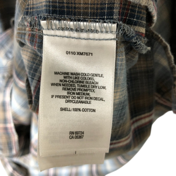 Columbia Ombre Check Short Sleeve Check Shirt, Box Shirt, Men's XL cotton navy blue type Vintage Second Hand