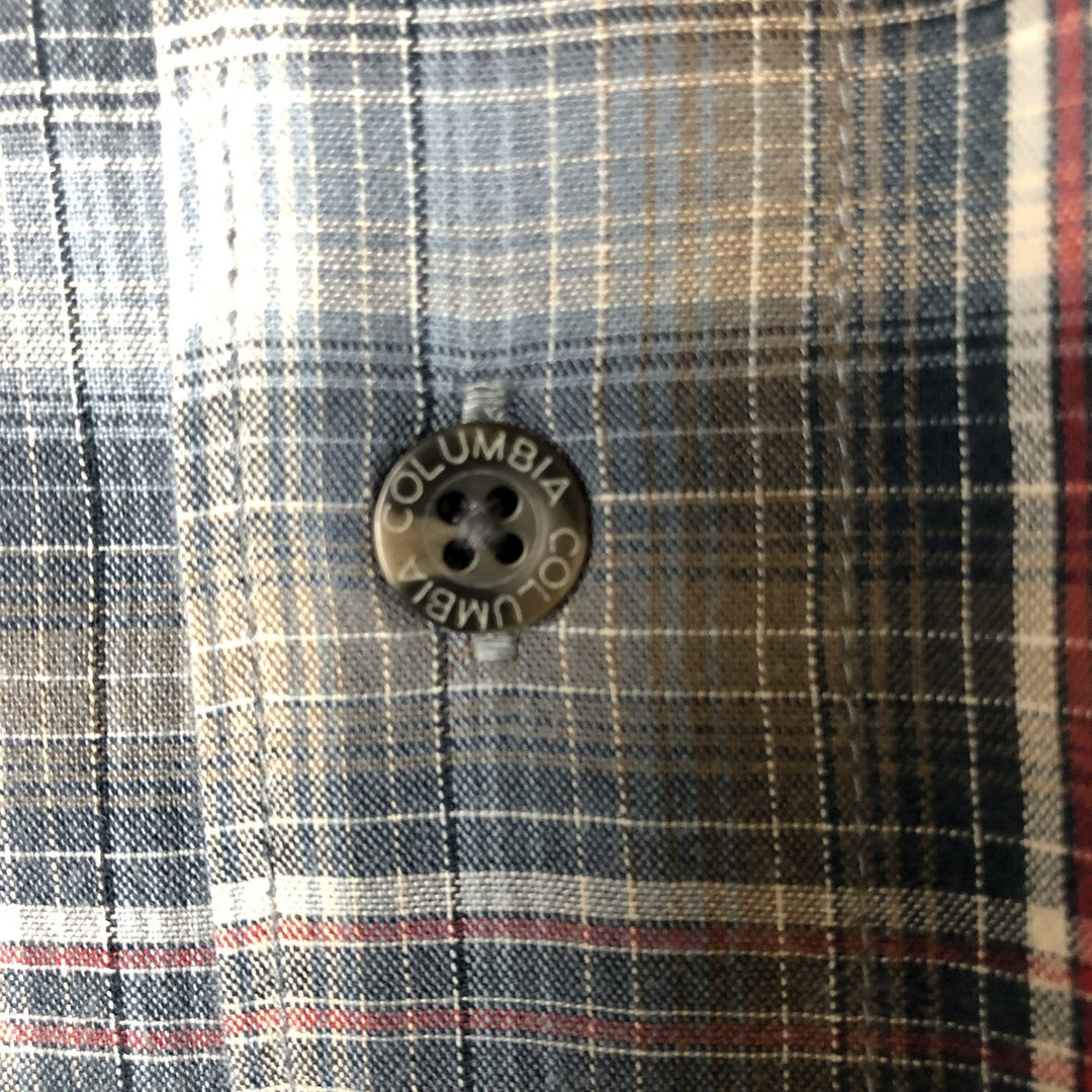 Columbia Ombre Check Short Sleeve Check Shirt, Box Shirt, Men's XL cotton navy blue type Vintage Second Hand