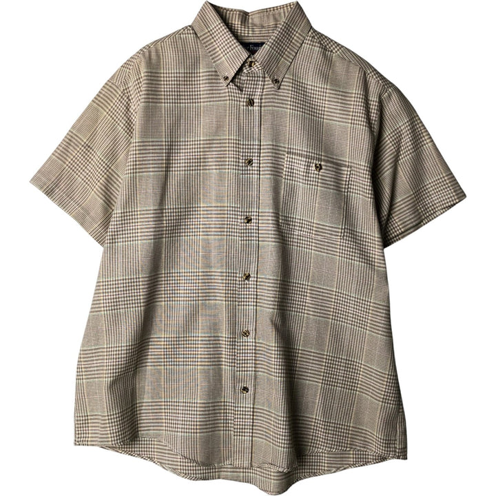 Par Four Gun Club Check Short Sleeve Button-Down Check Shirt, Made in USA, Men's XL cotton beige type brown Vintage Second Hand