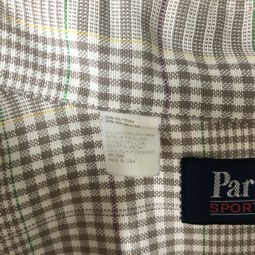 Par Four Gun Club Check Short Sleeve Button-Down Check Shirt, Made in USA, Men's XL cotton beige type brown Vintage Second Hand