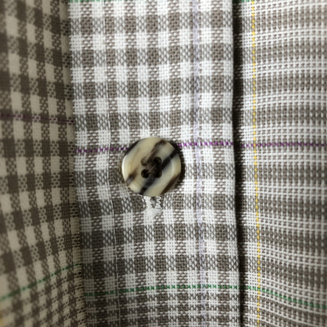 Par Four Gun Club Check Short Sleeve Button-Down Check Shirt, Made in USA, Men's XL cotton beige type brown Vintage Second Hand