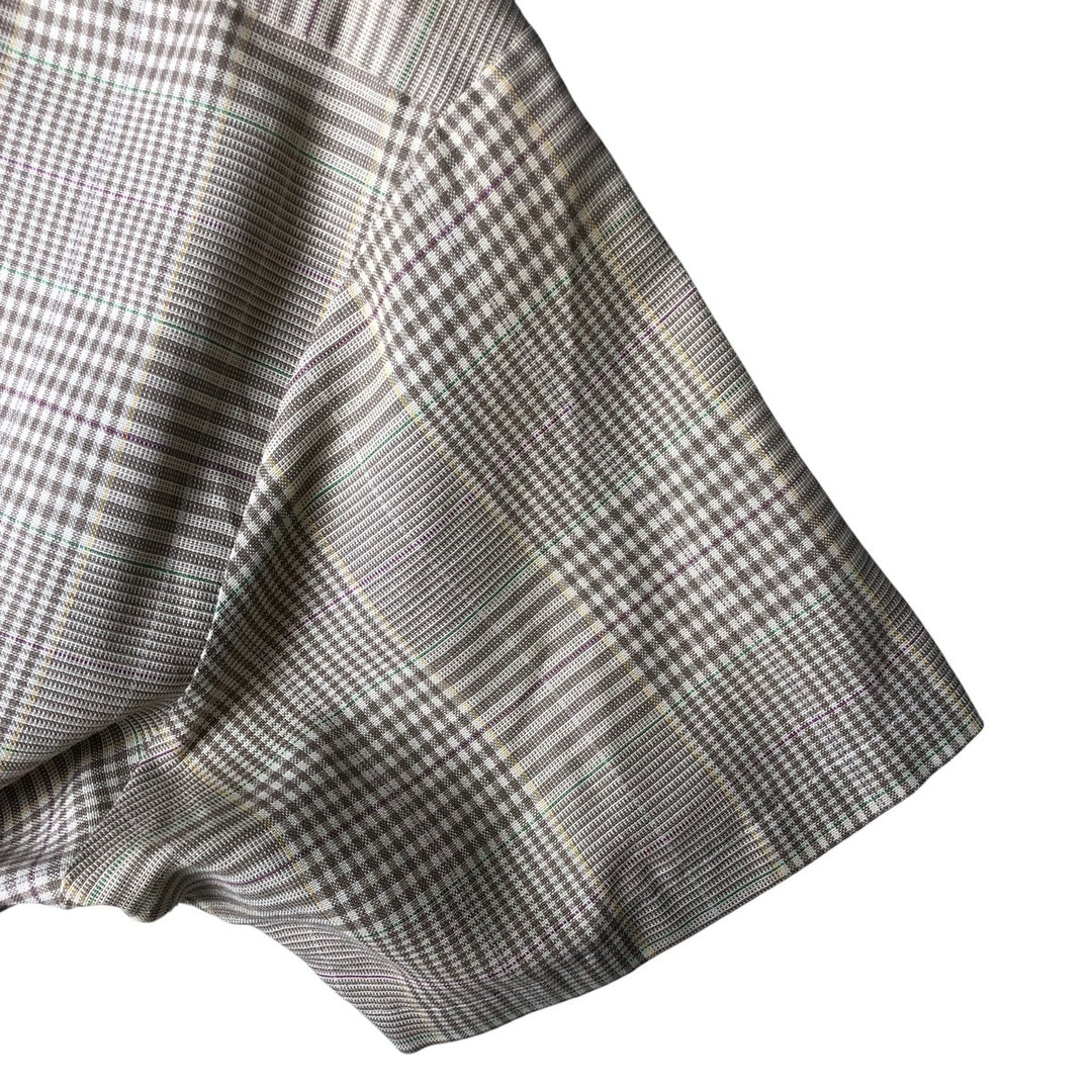 Par Four Gun Club Check Short Sleeve Button-Down Check Shirt, Made in USA, Men's XL cotton beige type brown Vintage Second Hand