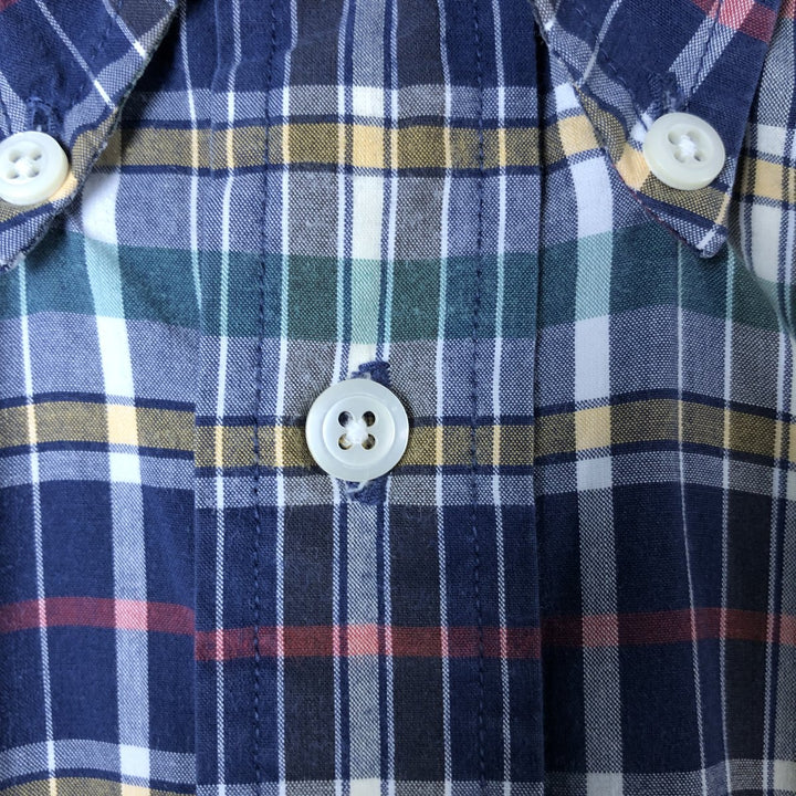 90'S NAUTICA short sleeve button down check shirt, men's size M, vintage cotton navy blue type Vintage Second Hand