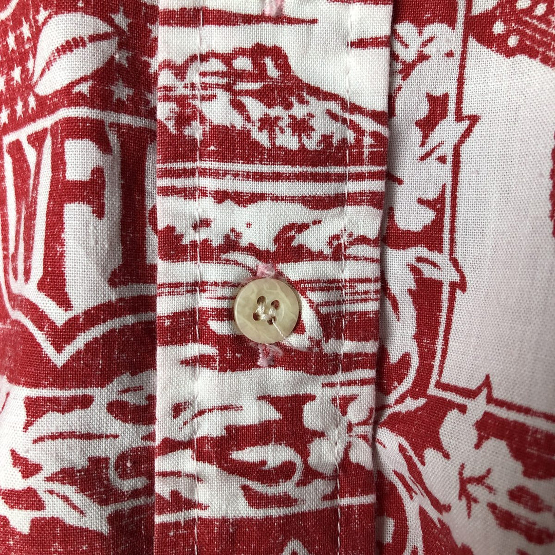 Reyn Spooner NFL Half-Button All-Over Print Button-Down Hawaiian Aloha Shirt, Box Shirt, Men's Size Medium cotton red type Vintage Second Hand