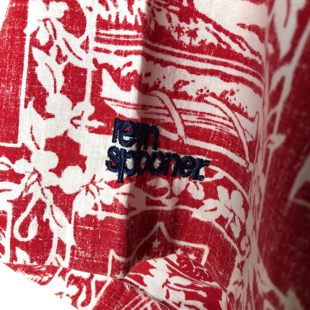 Reyn Spooner NFL Half-Button All-Over Print Button-Down Hawaiian Aloha Shirt, Box Shirt, Men's Size Medium cotton red type Vintage Second Hand