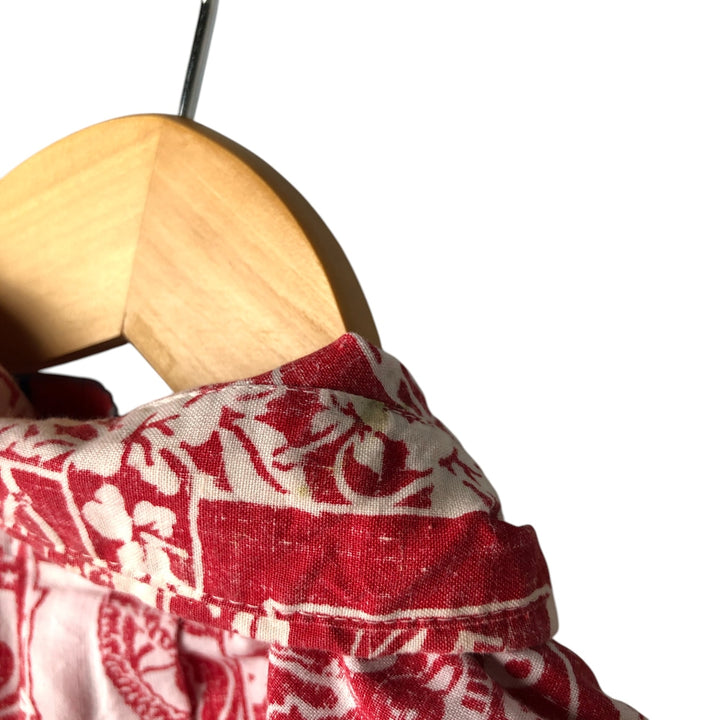 Reyn Spooner NFL Half-Button All-Over Print Button-Down Hawaiian Aloha Shirt, Box Shirt, Men's Size Medium cotton red type Vintage Second Hand