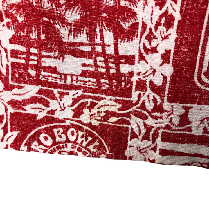 Reyn Spooner NFL Half-Button All-Over Print Button-Down Hawaiian Aloha Shirt, Box Shirt, Men's Size Medium cotton red type Vintage Second Hand