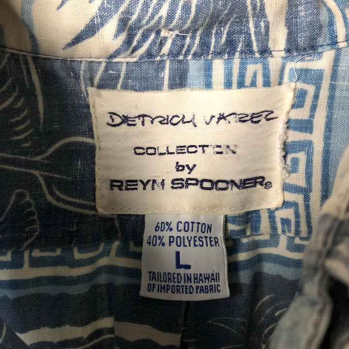 Reyn Spooner Dietrich Variez Collection All-over Print Button-Down Hawaiian Aloha Shirt Box Shirt Men's L Size cotton blue type Vintage Second Hand