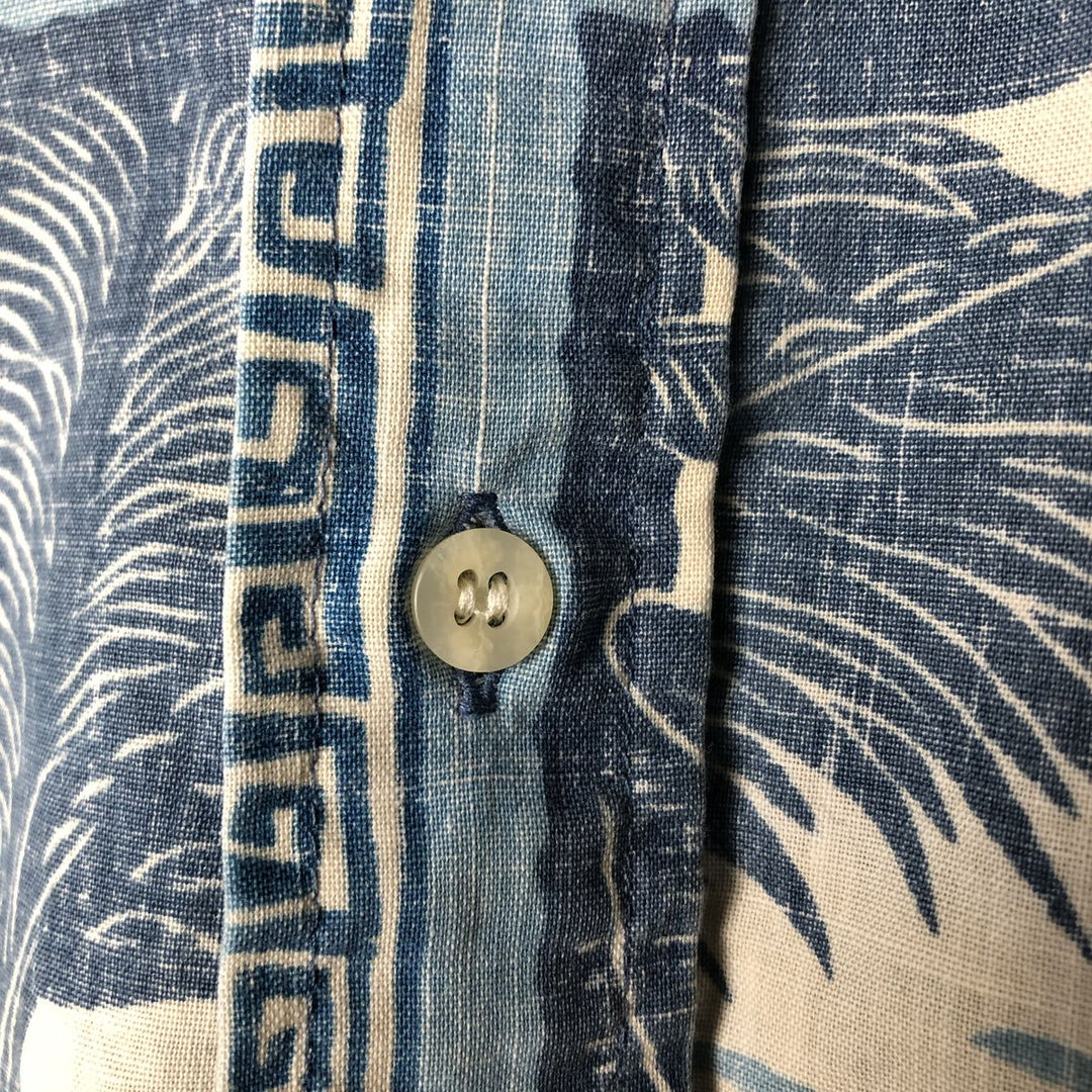 Reyn Spooner Dietrich Variez Collection All-over Print Button-Down Hawaiian Aloha Shirt Box Shirt Men's L Size cotton blue type Vintage Second Hand