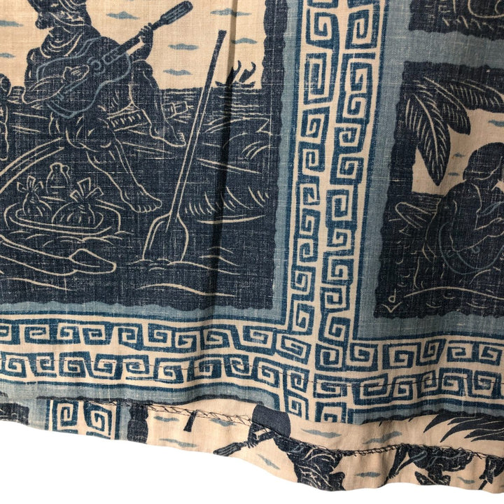 Reyn Spooner Dietrich Variez Collection All-over Print Button-Down Hawaiian Aloha Shirt Box Shirt Men's L Size cotton blue type Vintage Second Hand