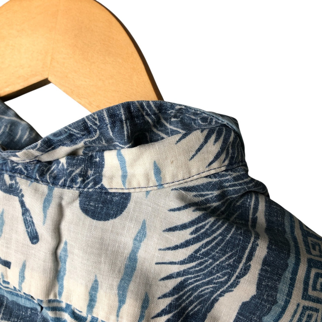Reyn Spooner Dietrich Variez Collection All-over Print Button-Down Hawaiian Aloha Shirt Box Shirt Men's L Size cotton blue type Vintage Second Hand