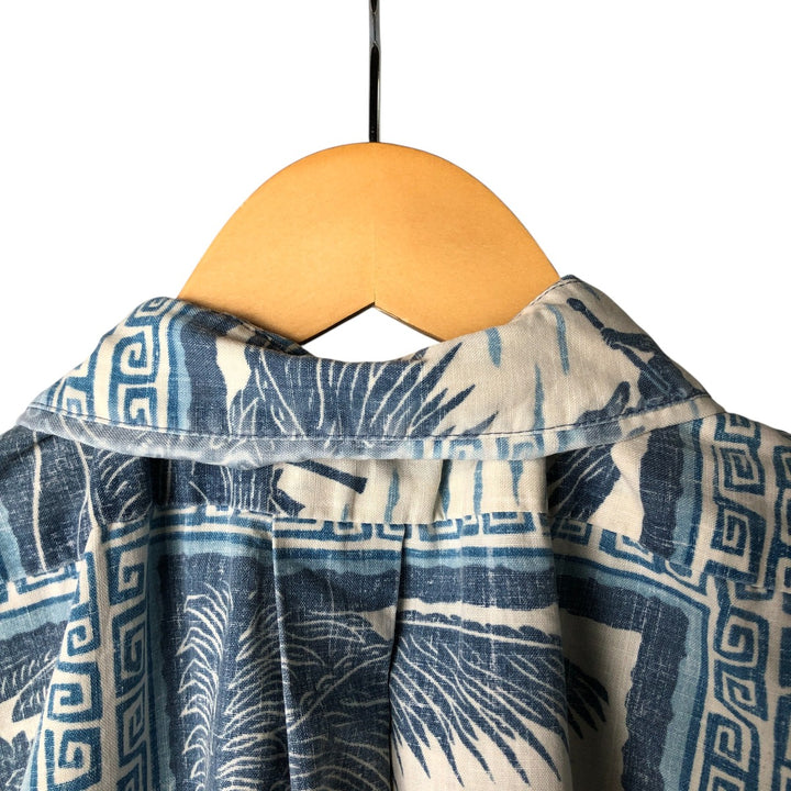 Reyn Spooner Dietrich Variez Collection All-over Print Button-Down Hawaiian Aloha Shirt Box Shirt Men's L Size cotton blue type Vintage Second Hand