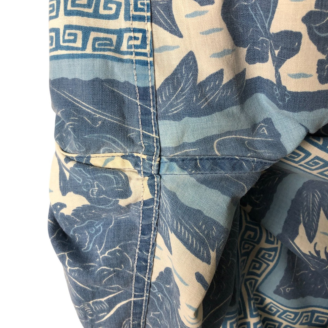 Reyn Spooner Dietrich Variez Collection All-over Print Button-Down Hawaiian Aloha Shirt Box Shirt Men's L Size cotton blue type Vintage Second Hand
