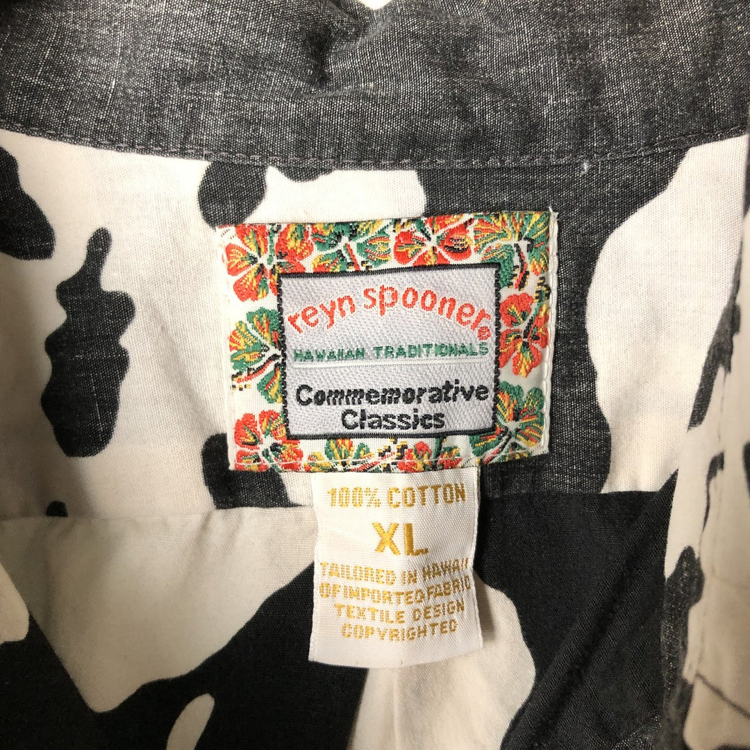 Reyn Spooner Commemorative Classics All-Over Print Hawaiian Aloha Shirt, Box Shirt, Made in Hawaii, Men's XL cotton black type Vintage Second Hand