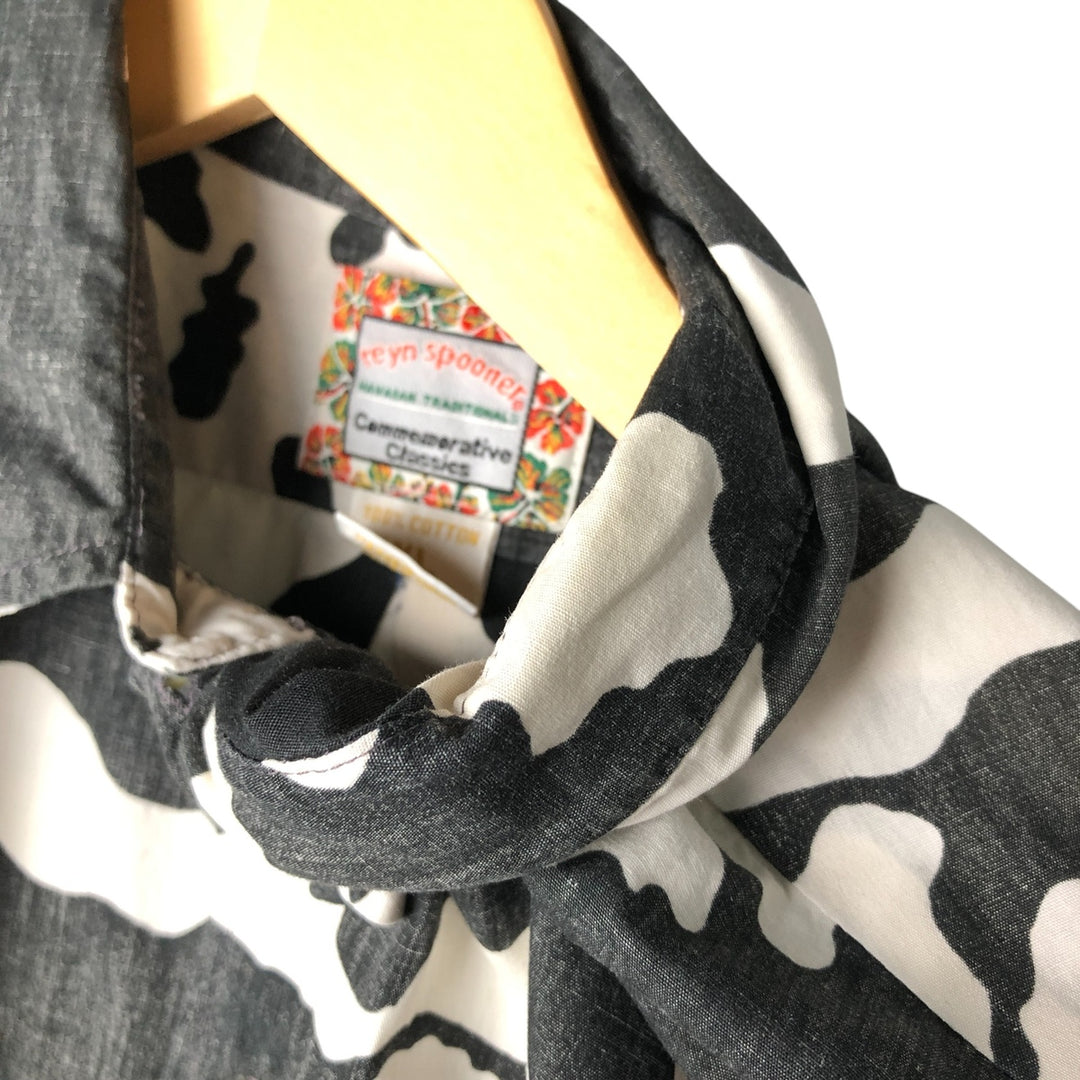 Reyn Spooner Commemorative Classics All-Over Print Hawaiian Aloha Shirt, Box Shirt, Made in Hawaii, Men's XL cotton black type Vintage Second Hand