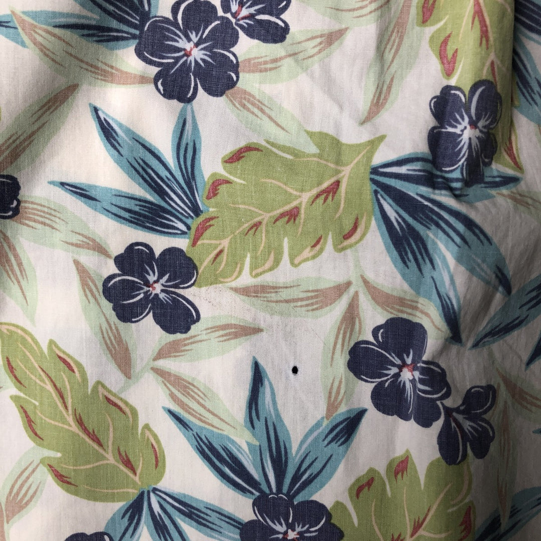 90'S Reyn Spooner Swimsuit Tag All-Over Print Pullover Button-Down Hawaiian Aloha Shirt Box Shirt Men's L Size cotton pale white type Vintage Second Hand