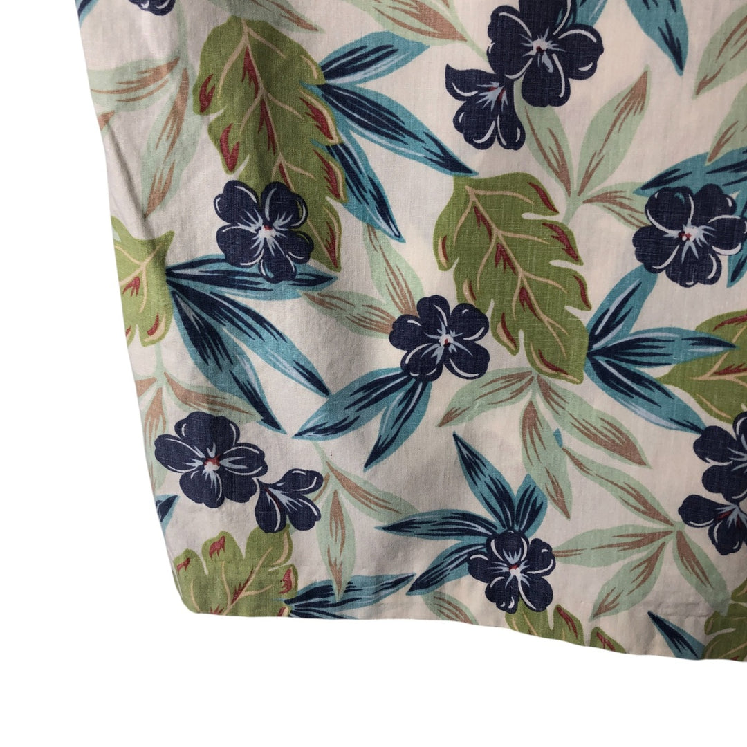 90'S Reyn Spooner Swimsuit Tag All-Over Print Pullover Button-Down Hawaiian Aloha Shirt Box Shirt Men's L Size cotton pale white type Vintage Second Hand
