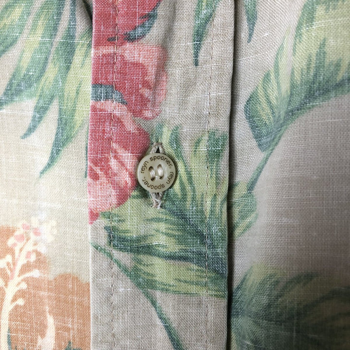 90'S Reyn Spooner Swimsuit with Bikini Tag, Floral Print Hawaiian Aloha Shirt, Men's Size L, Vintage cotton Khaki type Vintage Second Hand