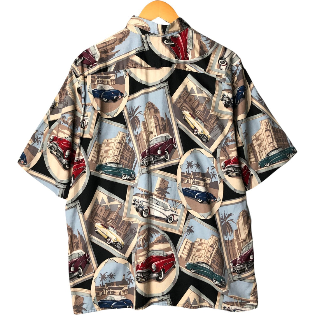 Reyn Spooner American Classics All-Over Print Hawaiian Aloha Shirt, Box Shirt, Made in Hawaii, Men's Size L cotton black type Vintage Second Hand