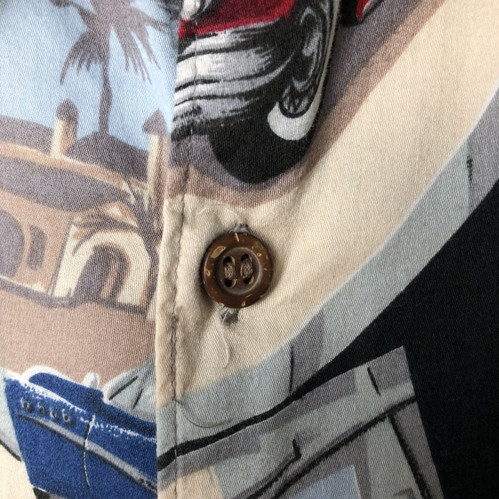 Reyn Spooner American Classics All-Over Print Hawaiian Aloha Shirt, Box Shirt, Made in Hawaii, Men's Size L cotton black type Vintage Second Hand