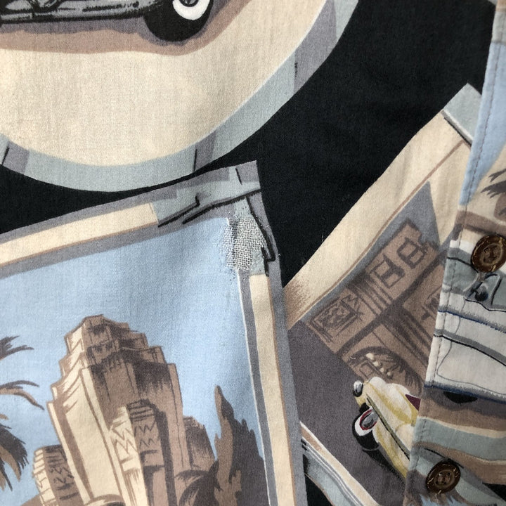 Reyn Spooner American Classics All-Over Print Hawaiian Aloha Shirt, Box Shirt, Made in Hawaii, Men's Size L cotton black type Vintage Second Hand