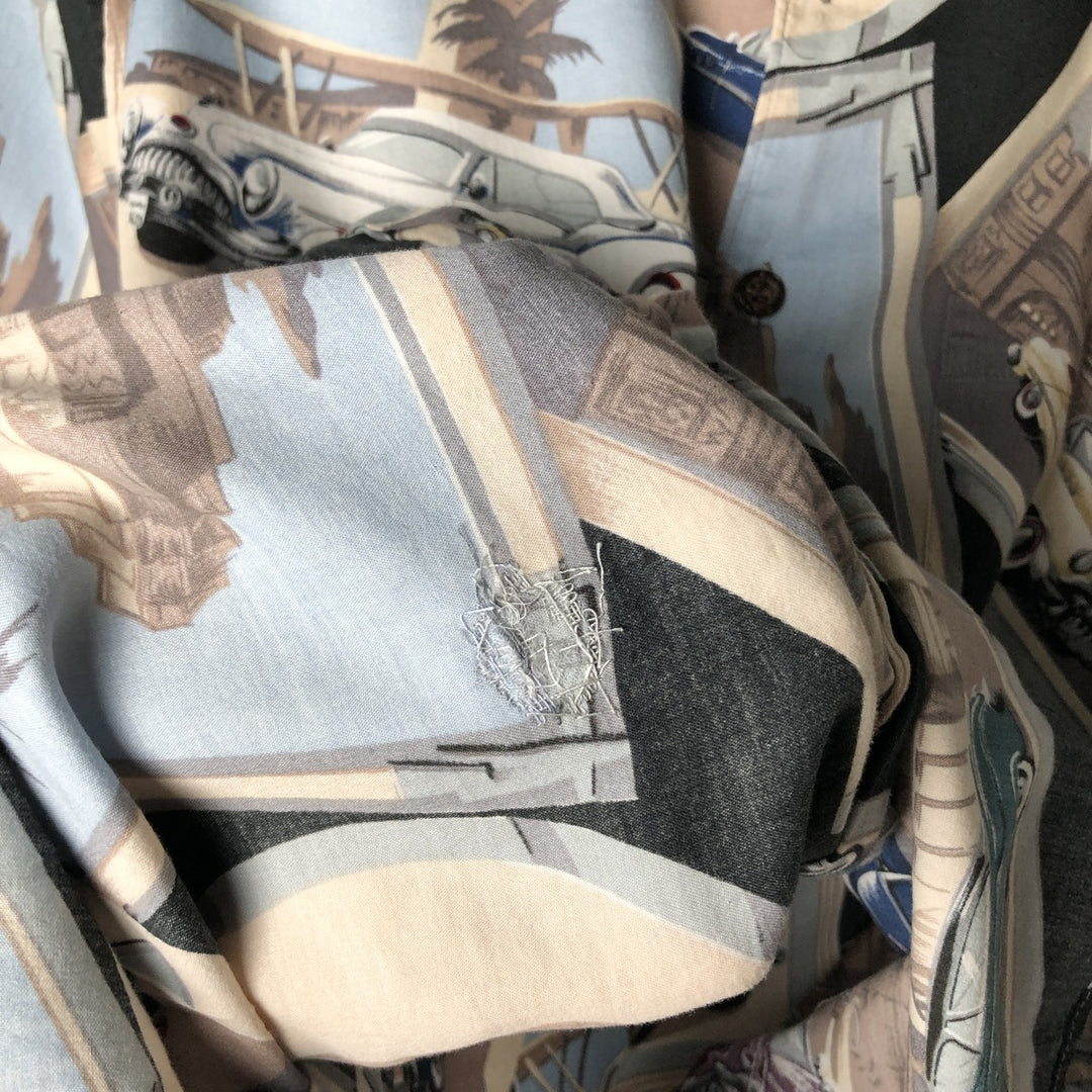 Reyn Spooner American Classics All-Over Print Hawaiian Aloha Shirt, Box Shirt, Made in Hawaii, Men's Size L cotton black type Vintage Second Hand