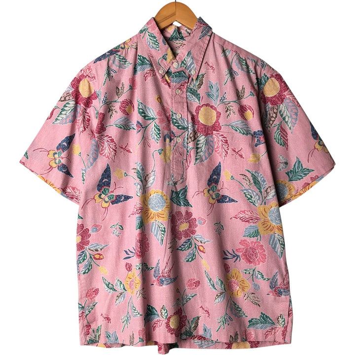 80'S Reyn Spooner Gold Tag All-Over Print Pullover Button-Down Hawaiian Aloha Shirt, Men's Size L cotton pink type Vintage Second Hand