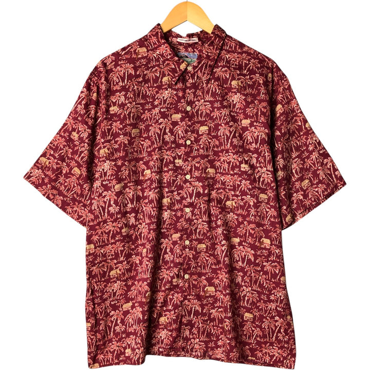 80s-90'S Reyn Spooner Diamond Head Tag Hawaiian Aloha Shirt, Box Shirt, Men's XL cotton wine-red Vintage Second Hand