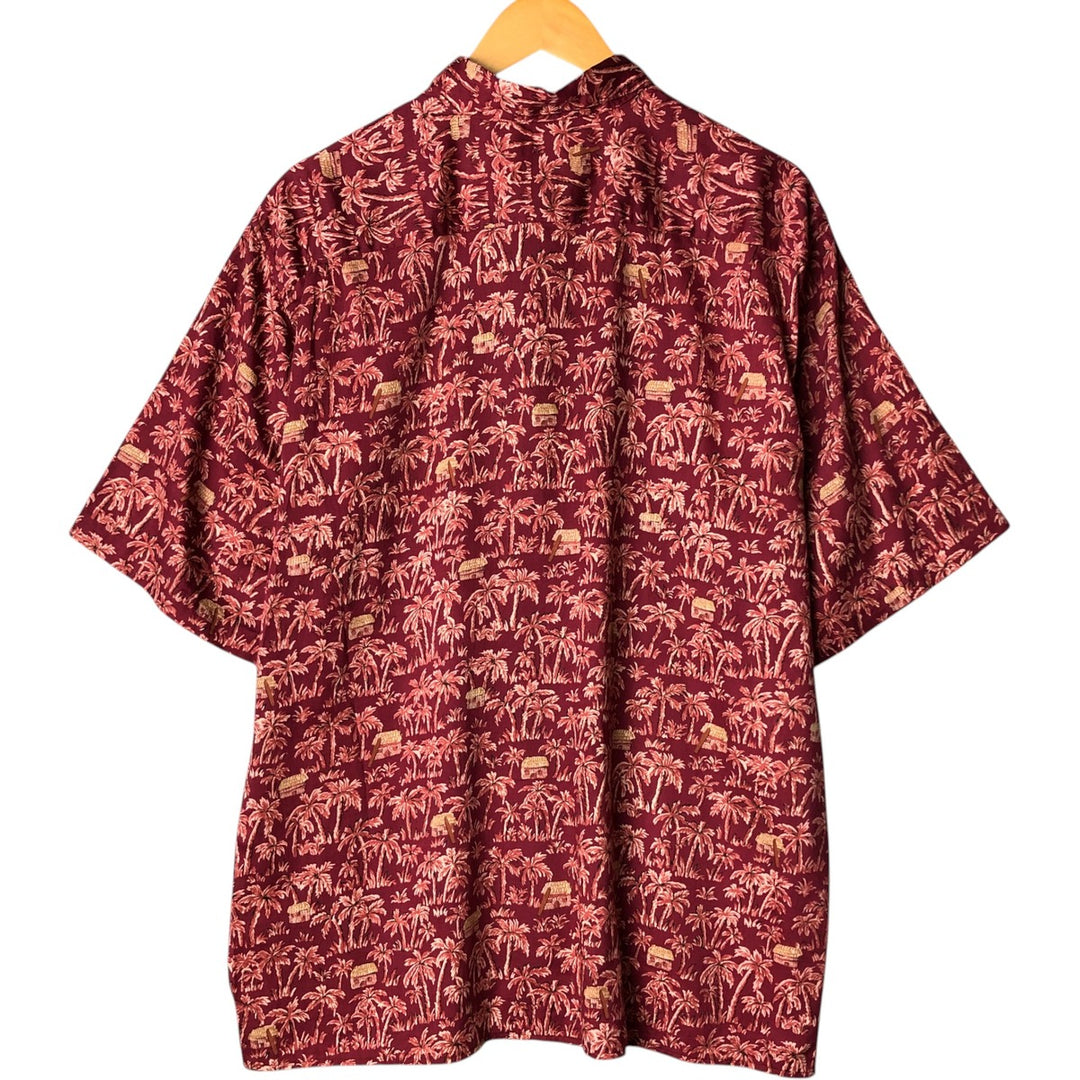 80s-90'S Reyn Spooner Diamond Head Tag Hawaiian Aloha Shirt, Box Shirt, Men's XL cotton wine-red Vintage Second Hand