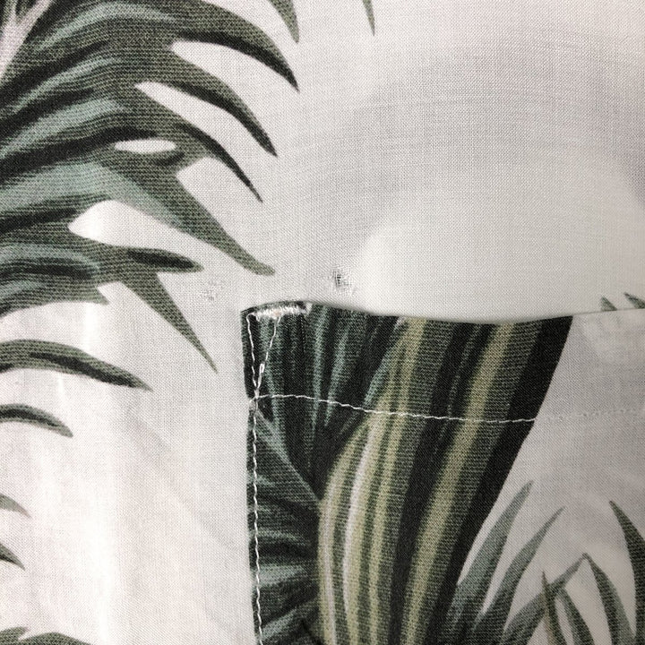 STUSSY All-Over Leaf Pattern Open Collar Rayon Hawaiian Aloha Shirt, Men's Size Small Rayon white type Vintage Second Hand