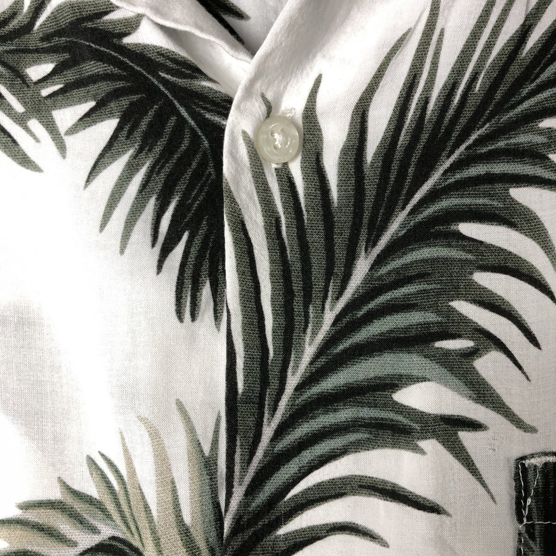 STUSSY All-Over Leaf Pattern Open Collar Rayon Hawaiian Aloha Shirt, Men's Size Small Rayon white type Vintage Second Hand