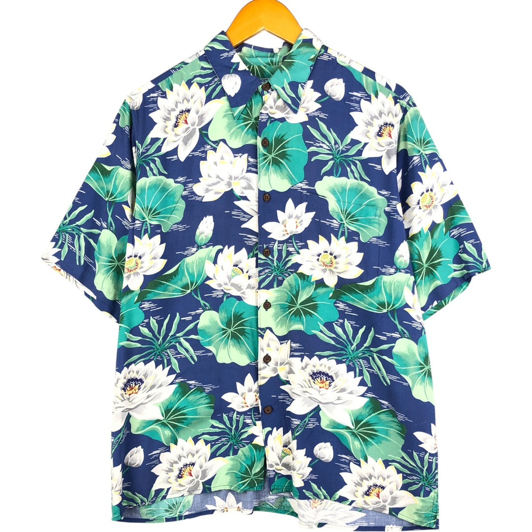 80s-90'S Reyn Spooner Diamond Head Tag All-Over Rayon Hawaiian Aloha Shirt Box Shirt Men's M Size Rayon blue type Vintage Second Hand