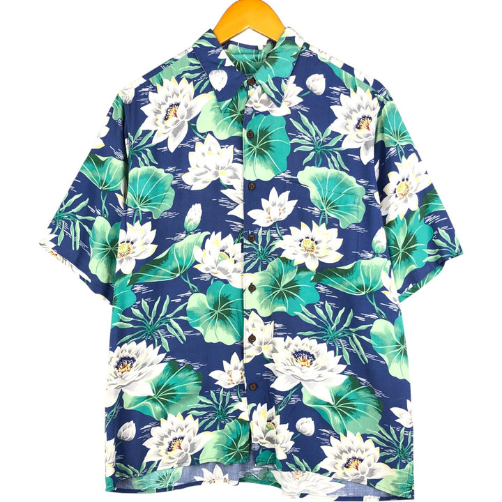 80s-90'S Reyn Spooner Diamond Head Tag All-Over Rayon Hawaiian Aloha Shirt Box Shirt Men's M Size Rayon blue type Vintage Second Hand