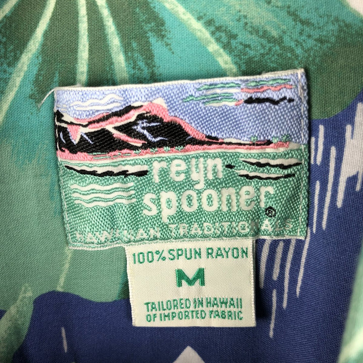 80s-90'S Reyn Spooner Diamond Head Tag All-Over Rayon Hawaiian Aloha Shirt Box Shirt Men's M Size Rayon blue type Vintage Second Hand