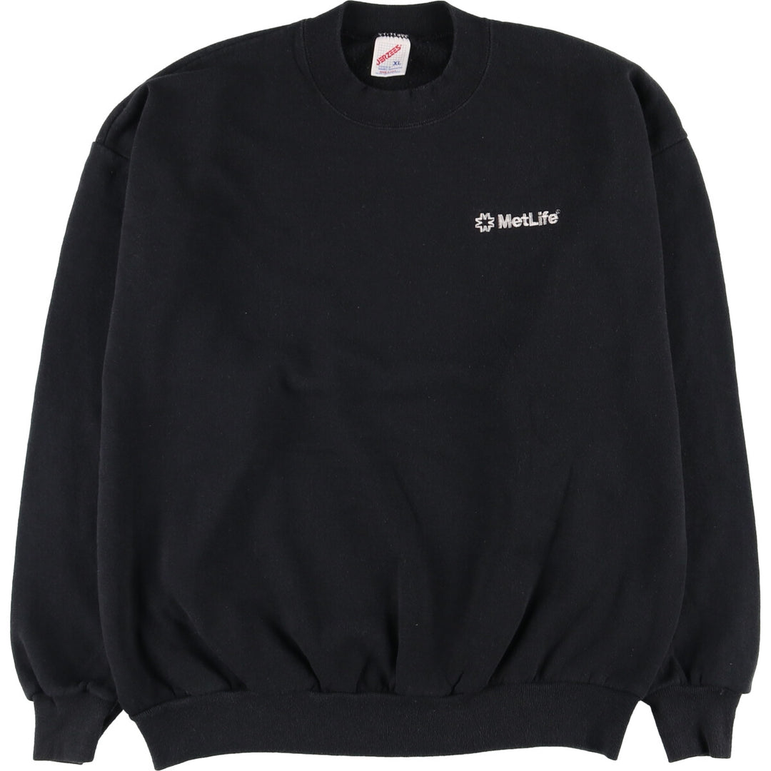 Vintage 80s-90'S Jerseys MetLife Advertising Sweatshirt, Made in USA, Men's XL cotton black type Vintage Second Hand