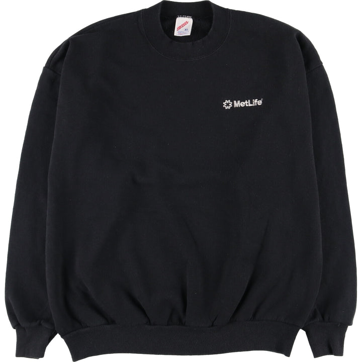 Vintage 80s-90'S Jerseys MetLife Advertising Sweatshirt, Made in USA, Men's XL cotton black type Vintage Second Hand