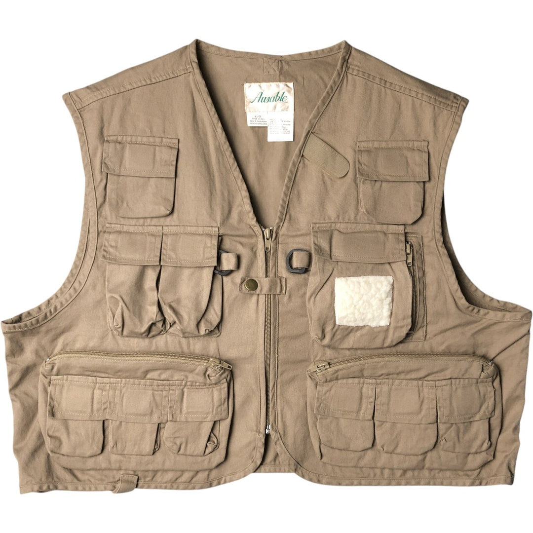 Vintage 90'S Ausable Fishing Vest, Men's Size L cotton beige type brown Vintage Second Hand