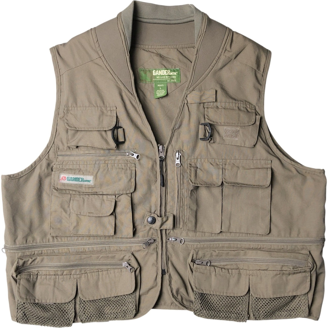 GANDER MOUNTAIN Fishing Vest, Men's Size L cotton brown type Vintage Second Hand